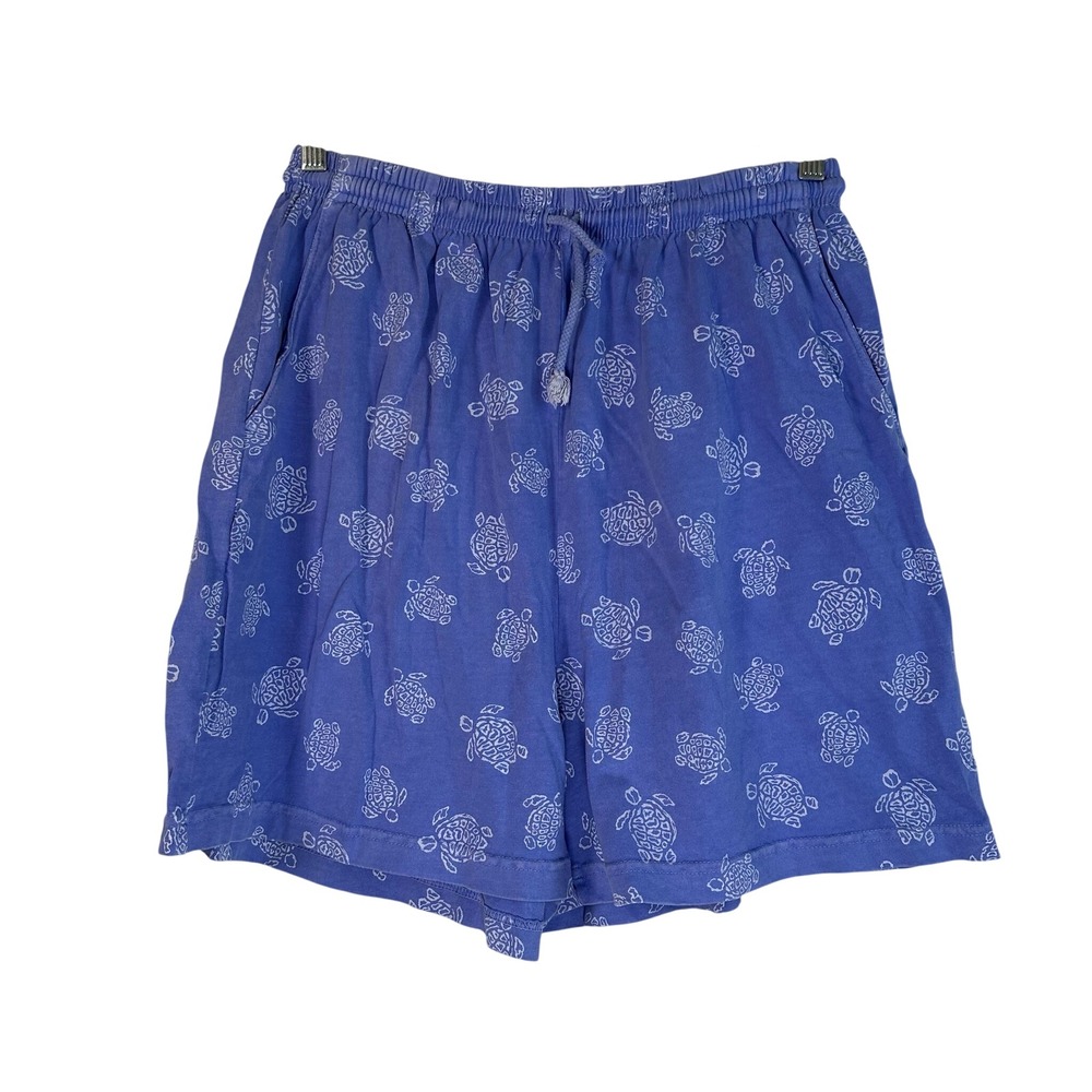 Fresh Produce Sea Turtle Print Cotton Shorts Blue XL Made in USA